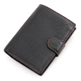 Men's Wine Purse Short Wallet 3 Folds Full Grain Leather
