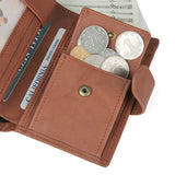 Men's Wine Purse Short Wallet 3 Folds Full Grain Leather