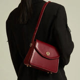 Wine Red Leather Shoulder Bag for Women
