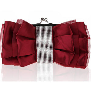 Bow Shape Rhinestone Women Evening Clutch Bags Bridal Flower Female Handbags