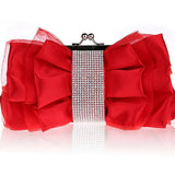 Bow Shape Rhinestone Women Evening Clutch Bags Bridal Flower Female Handbags