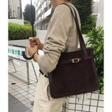 Vintage Suede Shoulder Bag for Women - Winter Fashion