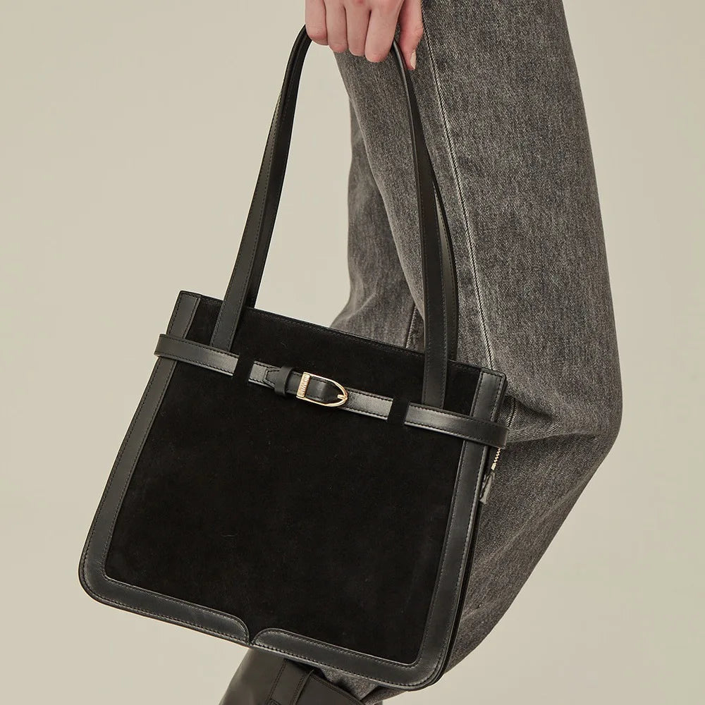 Vintage Suede Shoulder Bag for Women - Winter Fashion