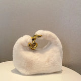 Winter Acrylic Chain Totes Bag Velvet Top Handle Shoulder Side Bag