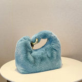 Winter Acrylic Chain Totes Bag Velvet Top Handle Shoulder Side Bag