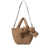 Winter Bow Padded Tote Bags for Women