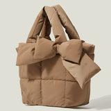 Winter Bow Padded Tote Bags for Women