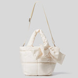 Winter Bow Padded Tote Bags for Women