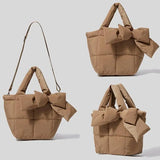Winter Bow Padded Tote Bags for Women