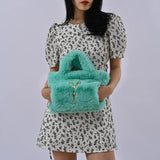 Soft Plush Handbags For Women Clutch Bags Woolly Faux Fur Winter Crossbody