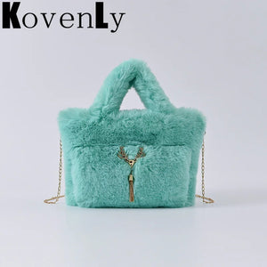 Soft Plush Handbags For Women Clutch Bags Woolly Faux Fur Winter Crossbody