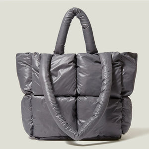 Women's Winter Big Down Tote Bag Large Capacity Shoulder Travel Handbag