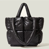 Women's Winter Big Down Tote Bag Large Capacity Shoulder Travel Handbag