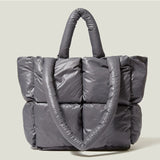 Women's Winter Big Down Tote Bag Large Capacity Shoulder Travel Handbag