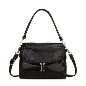 Serpentine Leather Hobo Crossbody Bag for Women