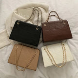Winter Casual Square Handbags for Women High Soft Leather Female Shoulder Bag Ch