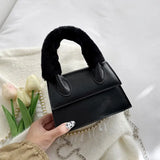 Winter Chain Handbags For Women Pu Leather Female Shoulder Bag Plush Handle