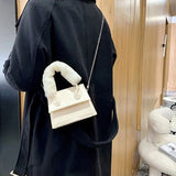 Winter Chain Handbags For Women Pu Leather Female Shoulder Bag Plush Handle
