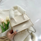 Winter Chain Handbags For Women Pu Leather Female Shoulder Bag Plush Handle