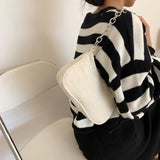 Winter Corduroy Shoulder Bags Women Underarm Bag Travel Handbag Clutch