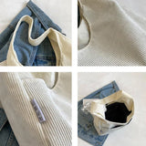 Winter Corduroy Shoulder Bags For Women Casual Large Capacity Shopping Totes