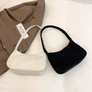 Winter Corduroy Underarm Bag Casual Women Shoulder Bags