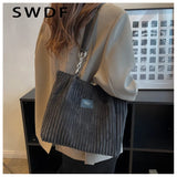 Winter Corduroy Women Handbags Travel Female Chain Shoulder Bag Large Capacity