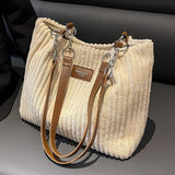 Winter Corduroy Women Handbags Travel Female Chain Shoulder Bag Large Capacity