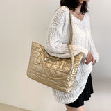 Cotton Padded Shoulder Bag Women Quilted Handbag Ladies Tote Purse