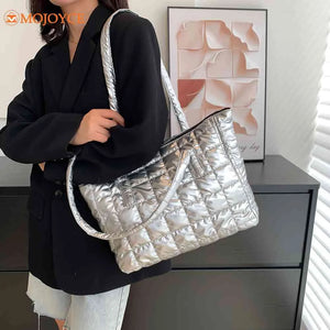 Cotton Padded Shoulder Bag Women Quilted Handbag Ladies Tote Purse