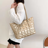 Cotton Padded Shoulder Bag Women Quilted Handbag Ladies Tote Purse
