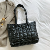 Cotton Padded Shoulder Bag Women Quilted Handbag Ladies Tote Purse