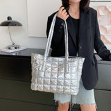 Cotton Padded Shoulder Bag Women Quilted Handbag Ladies Tote Purse