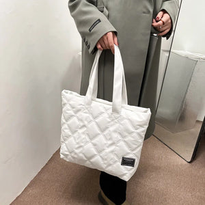 Winter Cotton Shopper Shoulder Bag For Women Large Capacity Shopping Bags