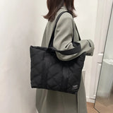 Winter Cotton Shopper Shoulder Bag For Women Large Capacity Shopping Bags
