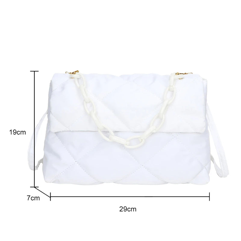Winter Quilted Crossbody Bag for Women Casual Handbag