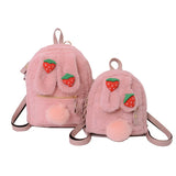 Winter Faux Fur Backpack Rabbit Ear Women Travel Shoulder Bags Plush Bagpack