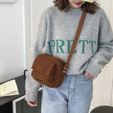 Winter Fluffy Shoulder Bag for Women Small Plush Handbag Flap Crossbody Bag