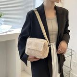Winter Fluffy Shoulder Bag for Women Small Plush Handbag Flap Crossbody Bag