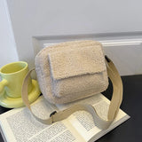Winter Fluffy Shoulder Bag for Women Small Plush Handbag Flap Crossbody Bag
