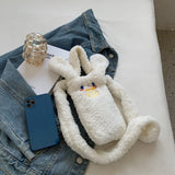 Women's Small Tote Bag with Zipper Handbags Plush Crossbody Bag