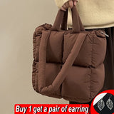 Winter Diamond Tote Bag Large Capacity Down Shoulder Handbag