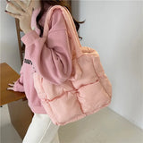Winter Diamond Tote Bag Large Capacity Down Shoulder Handbag