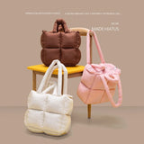 Winter Diamond Tote Bag Large Capacity Down Shoulder Handbag