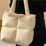 Winter Diamond Tote Bag Large Capacity Down Shoulder Handbag