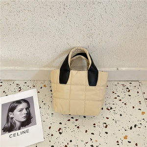 Winter Down Padded Handbags Cotton Quilting Shoulder Crossbody Bags for Women