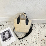 Winter Down Padded Handbags Cotton Quilting Shoulder Crossbody Bags for Women