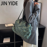 Winter Quilted Nylon Tote Handbag Padded Shoulder Bag for Women