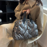Winter Quilted Nylon Tote Handbag Padded Shoulder Bag for Women