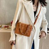 Winter Chain Handbags For Women Square Female Pu Leather Shoulder Bag